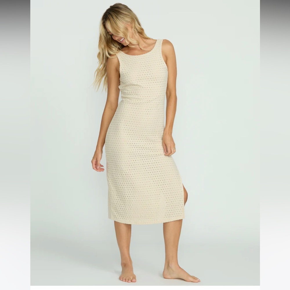 Billabong Eyelet Sun Midi Dress Beach Coverup in Cream